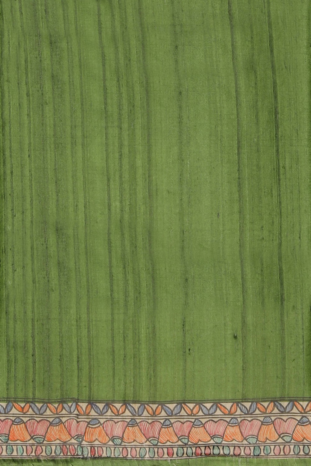 Image of Madhubani Tussar Silk Green Saree